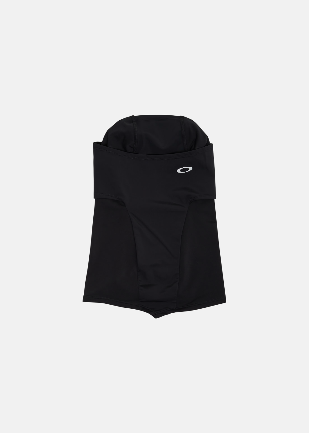 Packshot de face de la cagoule de ski Oakley Backwoods Balaclava noire avec logo Ellipse blanc