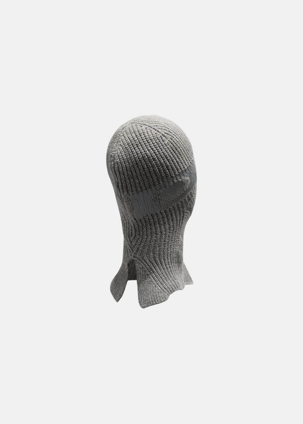 Vue de dos de la cagoule Oakley en tricot gris cement avec bandeau imprimé logo Ellipse