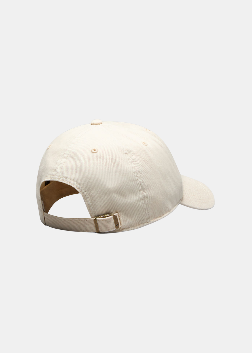 Vue arrière de la casquette Oakley Remix 6 pans beige montrant la sangle de réglage ajustable avec boucle métallique