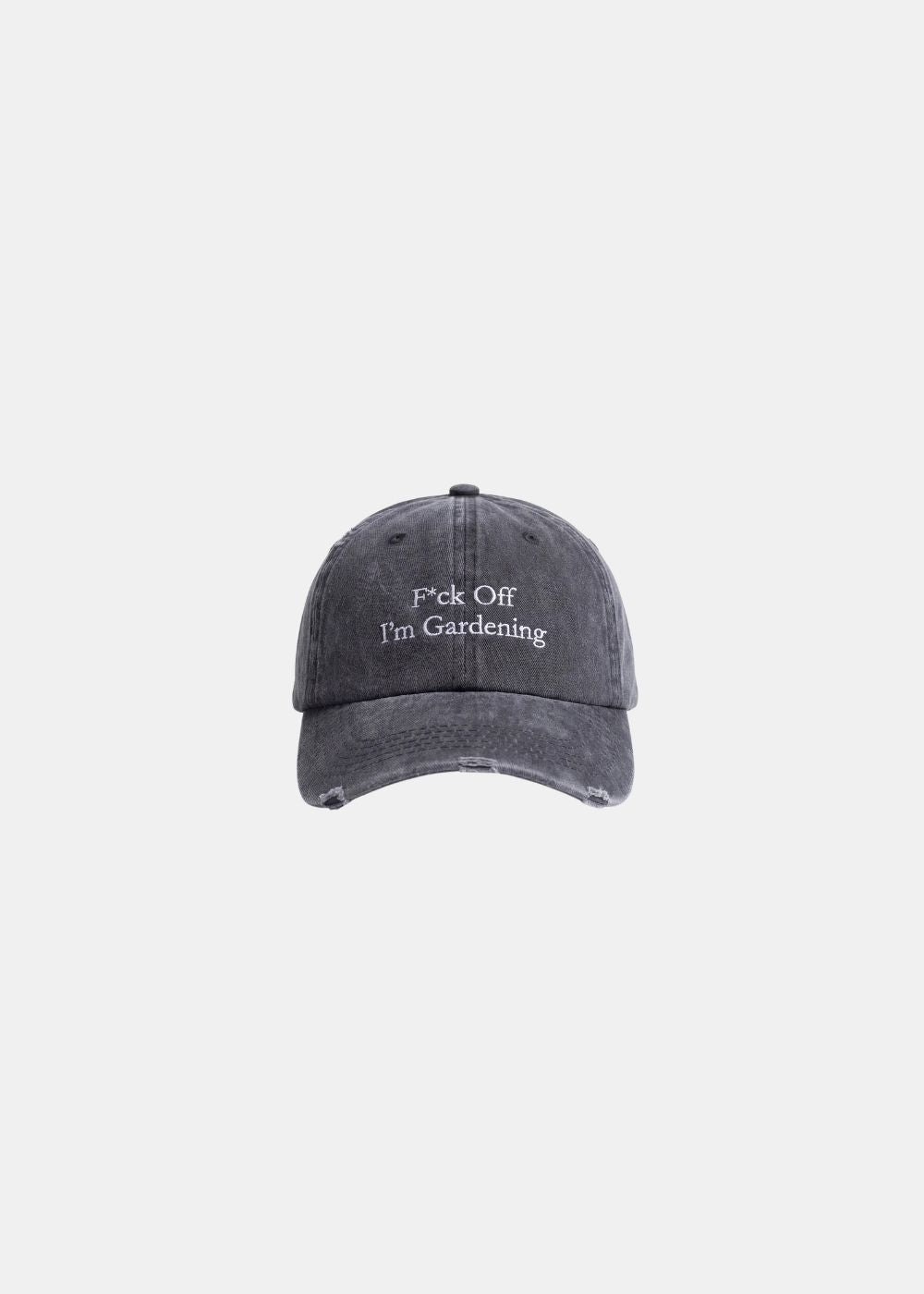 vue de face sur fond blanc de la casquette distress brams fruit grise