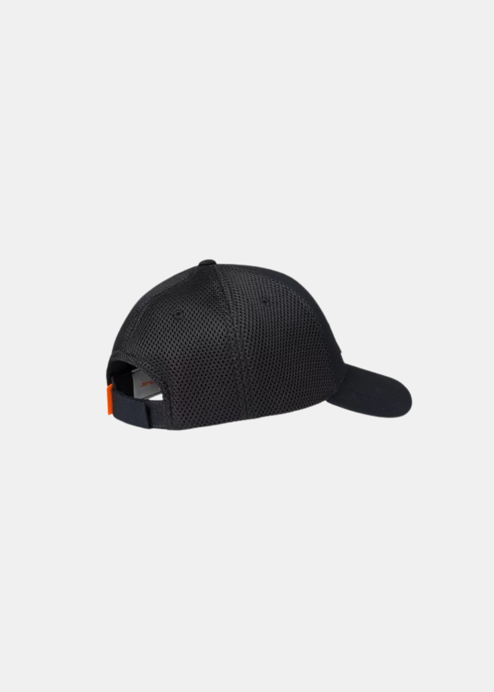 Vue de trois-quarts arrière de la casquette noire Gertrude Billys Star avec fermeture ajustable et filet   