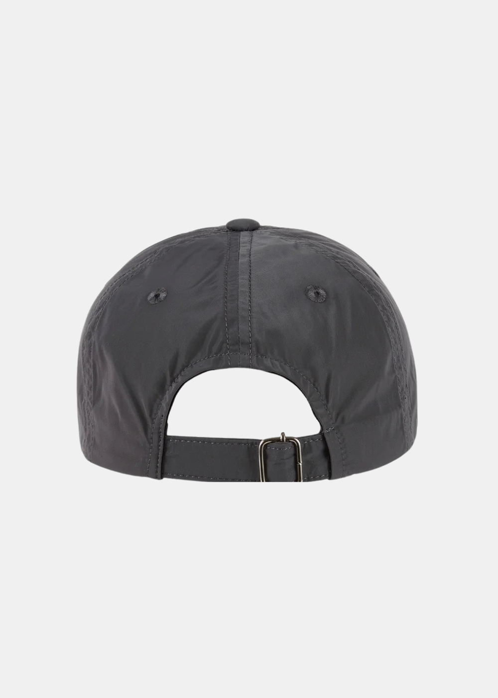 Vue arrière de la casquette A.P.C. en nylon gris foncé avec boucle d'ajustement métallique