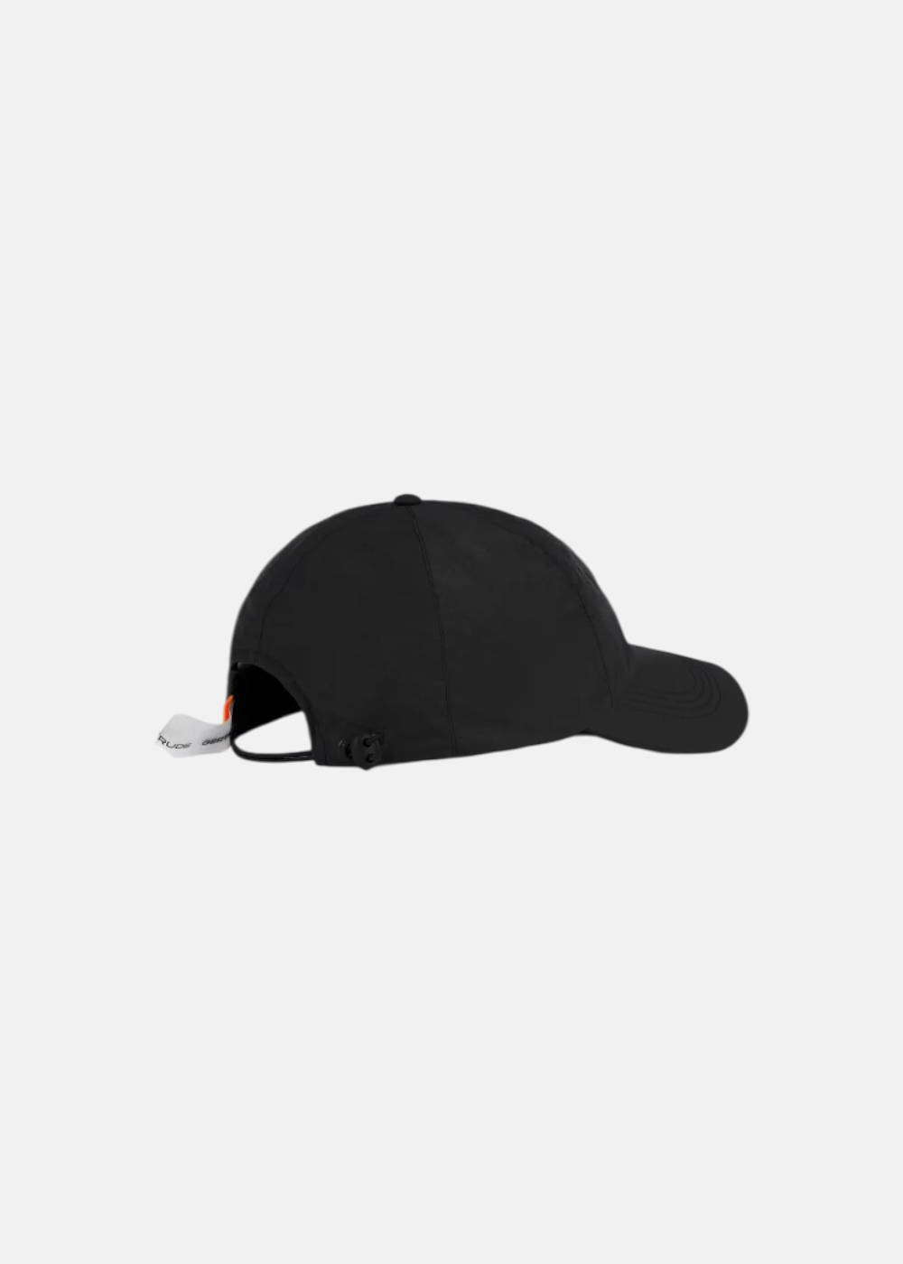 Vue arrière de la casquette Gertrude Jaron noire montrant le système de réglage et l'étiquette logo blanche