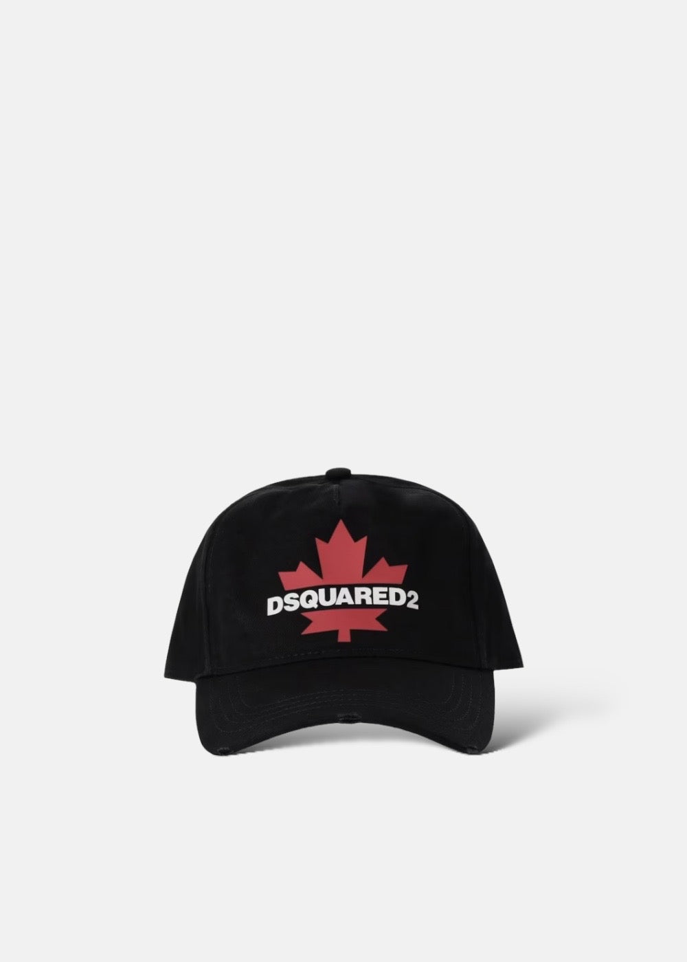 casquette dsquared2 noire avec une feuille d'erable au centre 
