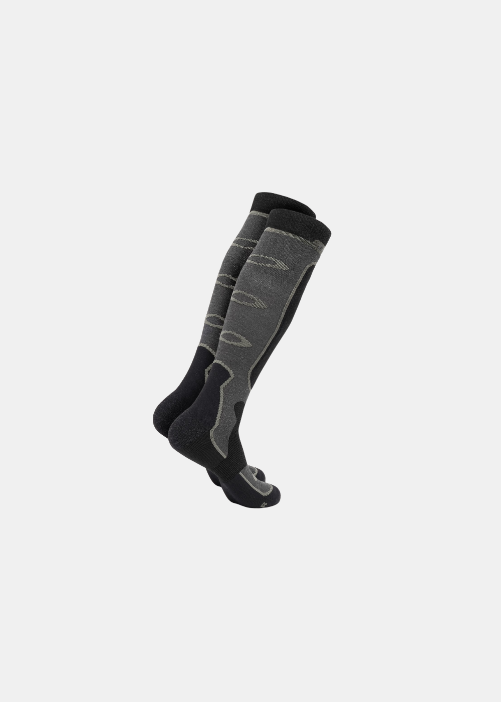 Vue de profil arrière des chaussettes de ski Oakley Patrol en mérinos montrant les logos Ellipse