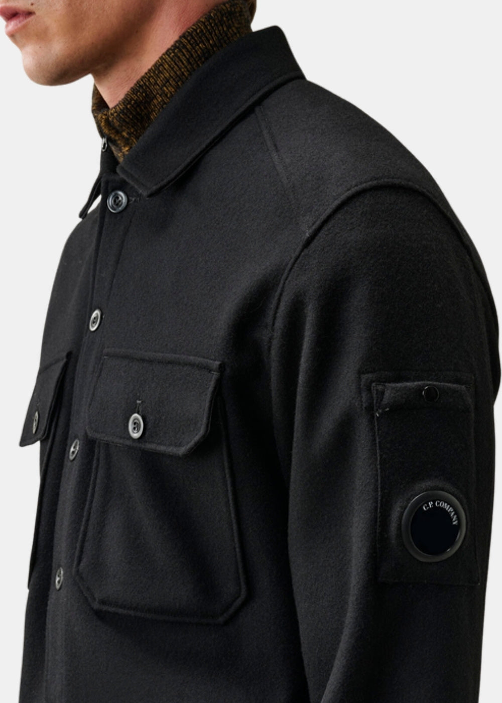 Surchemise en laine feutrée - noir