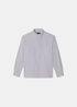 Packshot de face de la chemise A.P.C. à rayures fines avec col boutonné et poche plaquée