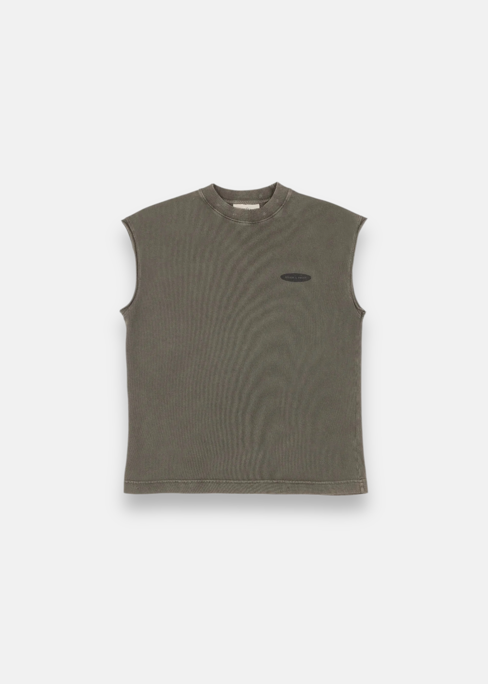 Débardeur gris délavé Bram's Fruit F*ck Off I'm Gardening vue de face avec logo poitrine