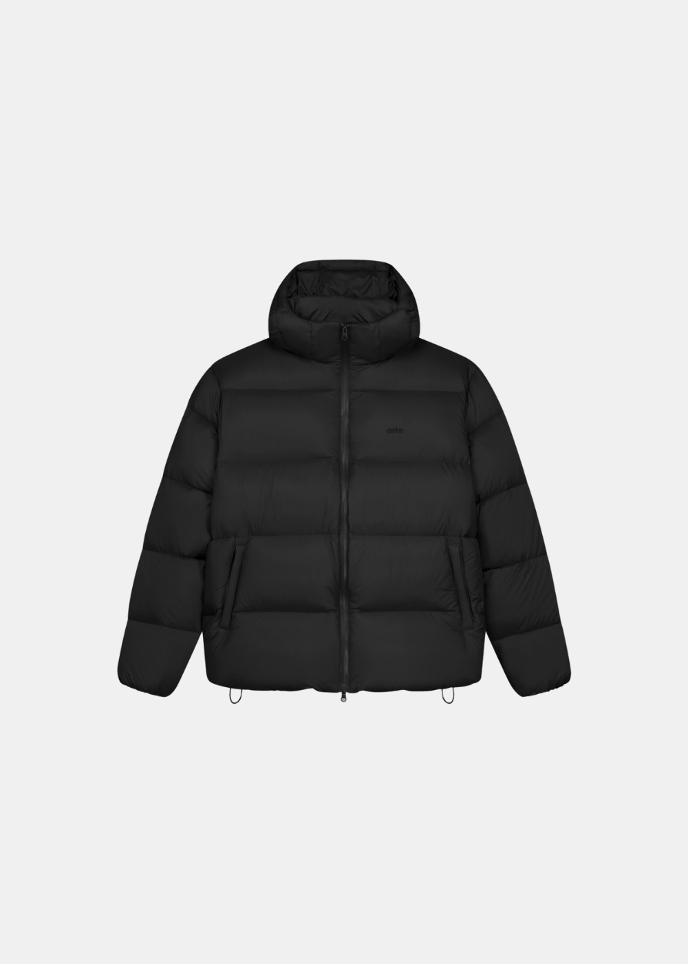 Doudoune Homme Arte Antwerp Hooded Puffer Primaloft noire avec capuche et logo poitrine vue de face