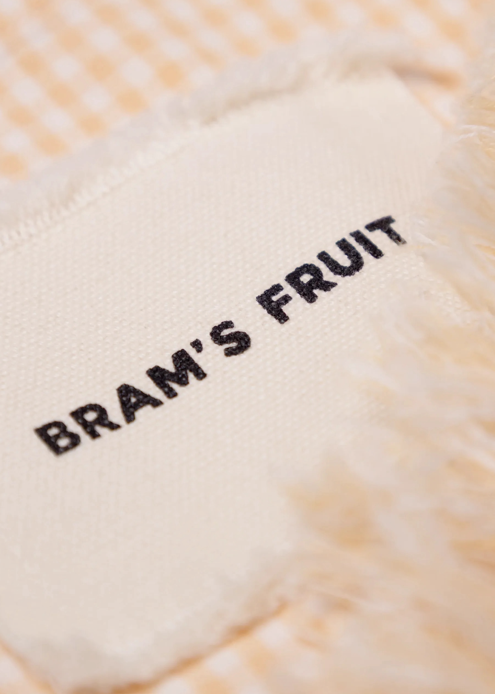 cette photo montre en détail l'etiquette de la Chemise Bram's Fruit Distressed Farmer's orange