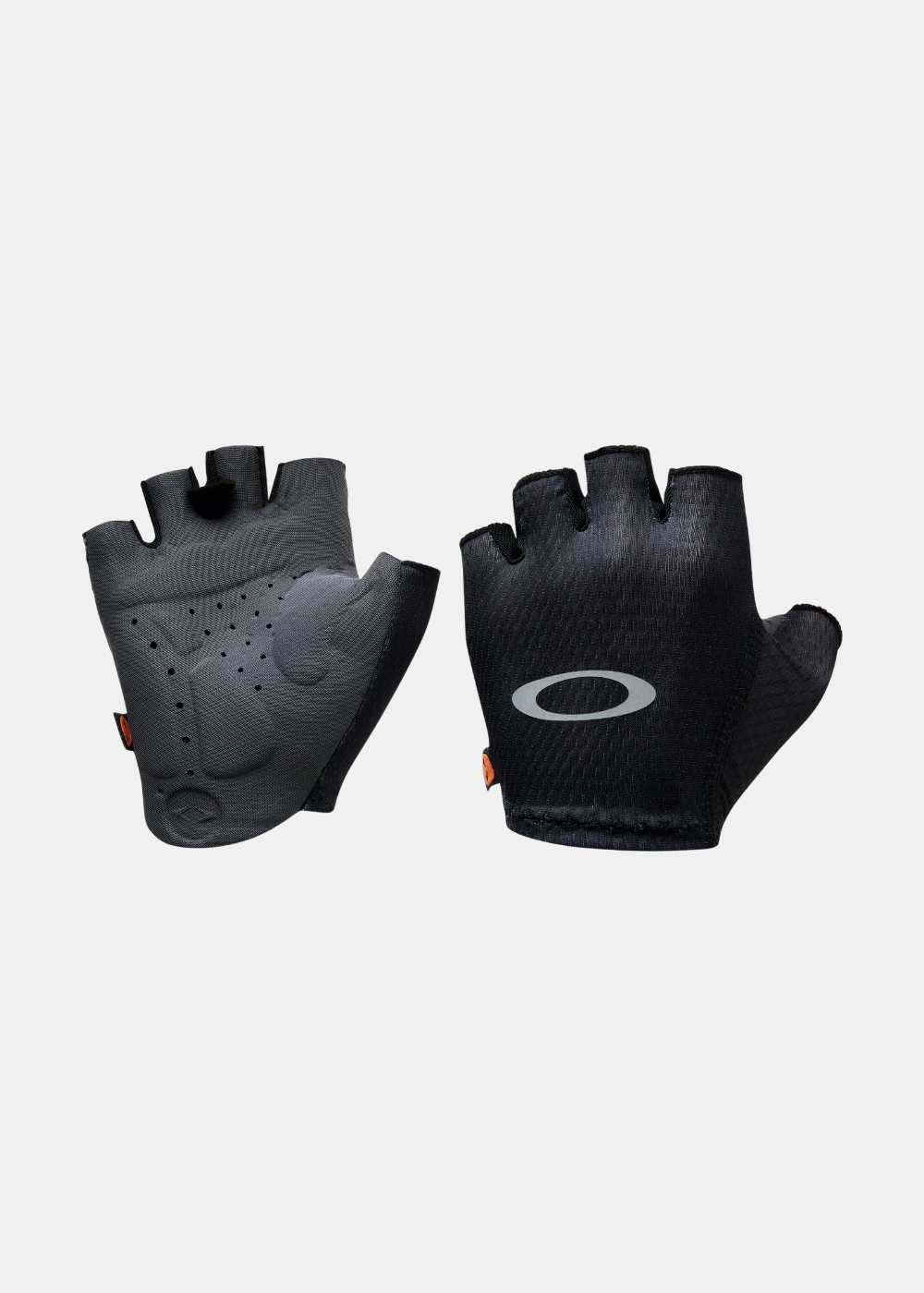 Paire de mitaines de cyclisme Oakley Drops Elite Road noires montrant le dessus respirant et la paume matelassée perforée