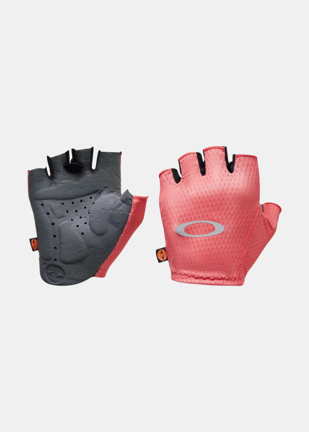 Paire de mitaines de cyclisme Oakley Drops Elite Road rouge montrant le dessus respirant et la paume matelassée perforée