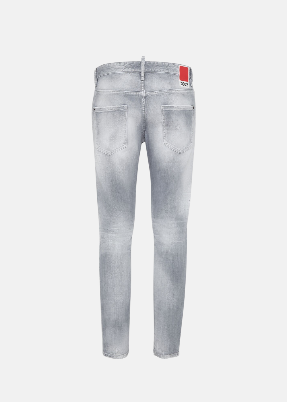 Jean Dsquared2 Skater gris clair délavé brushed, vu de dos, montrant les poches arrière et l'étiquette DSQ2 rouge.