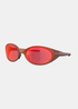 Lunettes de soleil Homme Oakley Eye Jacket Redux Forge Fire orange avec verres Prizm rouges vue de trois-quarts