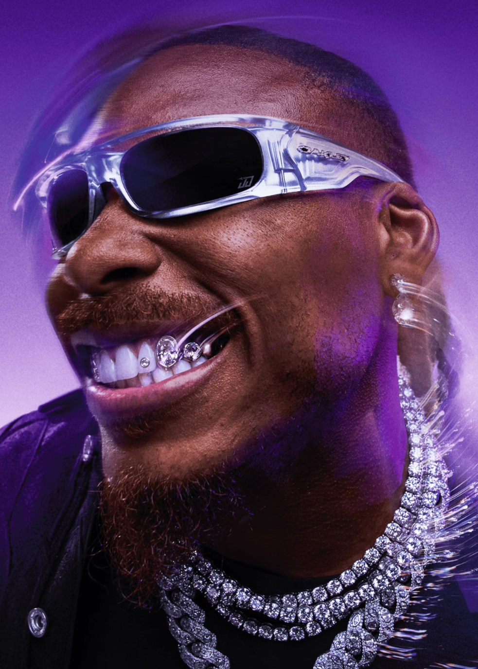 Justin Jefferson portant les lunettes de soleil Oakley Highland silver glass avec verres Prizm Black