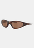 Lunettes de soleil Oakley MUZM Straight Jacket 99 Matte Rootbeer édition limitée marron mat vue de trois-quarts