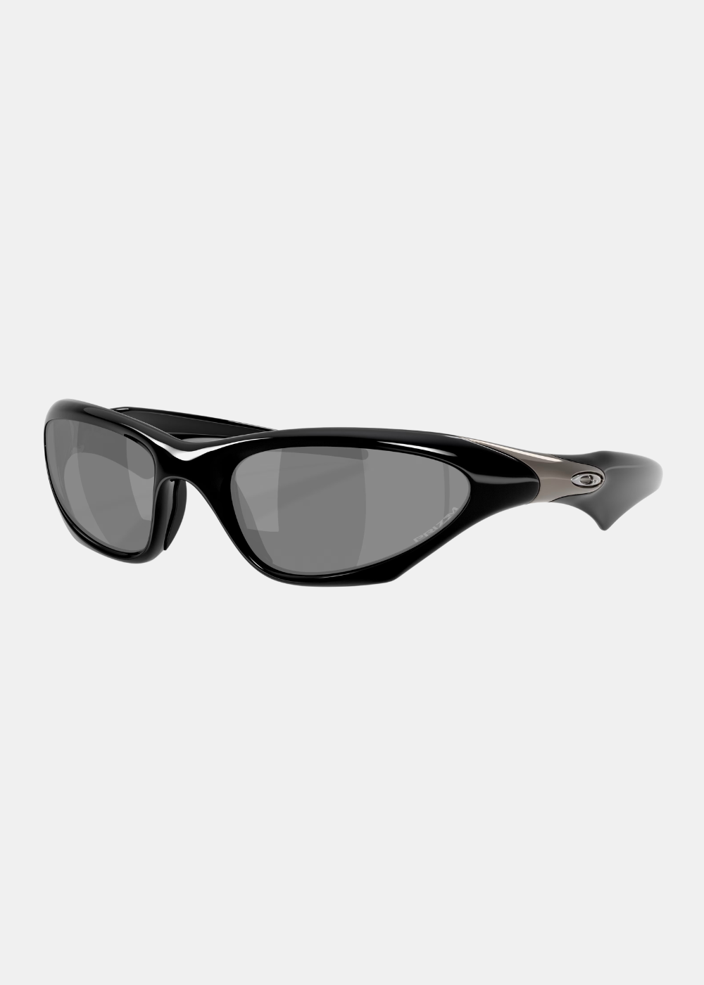 Lunettes de soleil Oakley MUZM Scar noires, vue de trois quarts face mettant en valeur le design futuriste