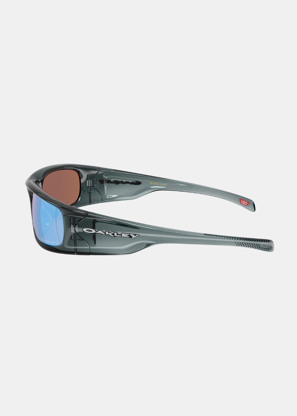 Lunettes de soleil Oakley Highland, monture grise translucide avec branches profilées