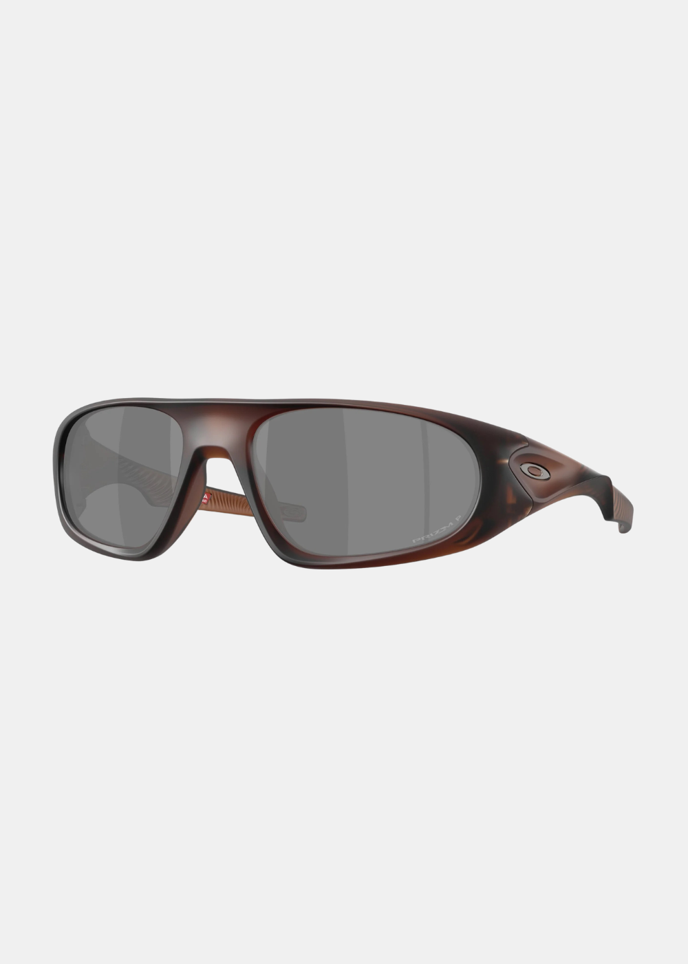 Lunettes de soleil Oakley Neoforma marron écaillé avec verres polarisés Prizm gris, vue de trois-quarts.