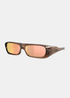 Lunettes de soleil Oakley Permian avec monture enveloppante marron translucide et verres miroir dorés Prizm