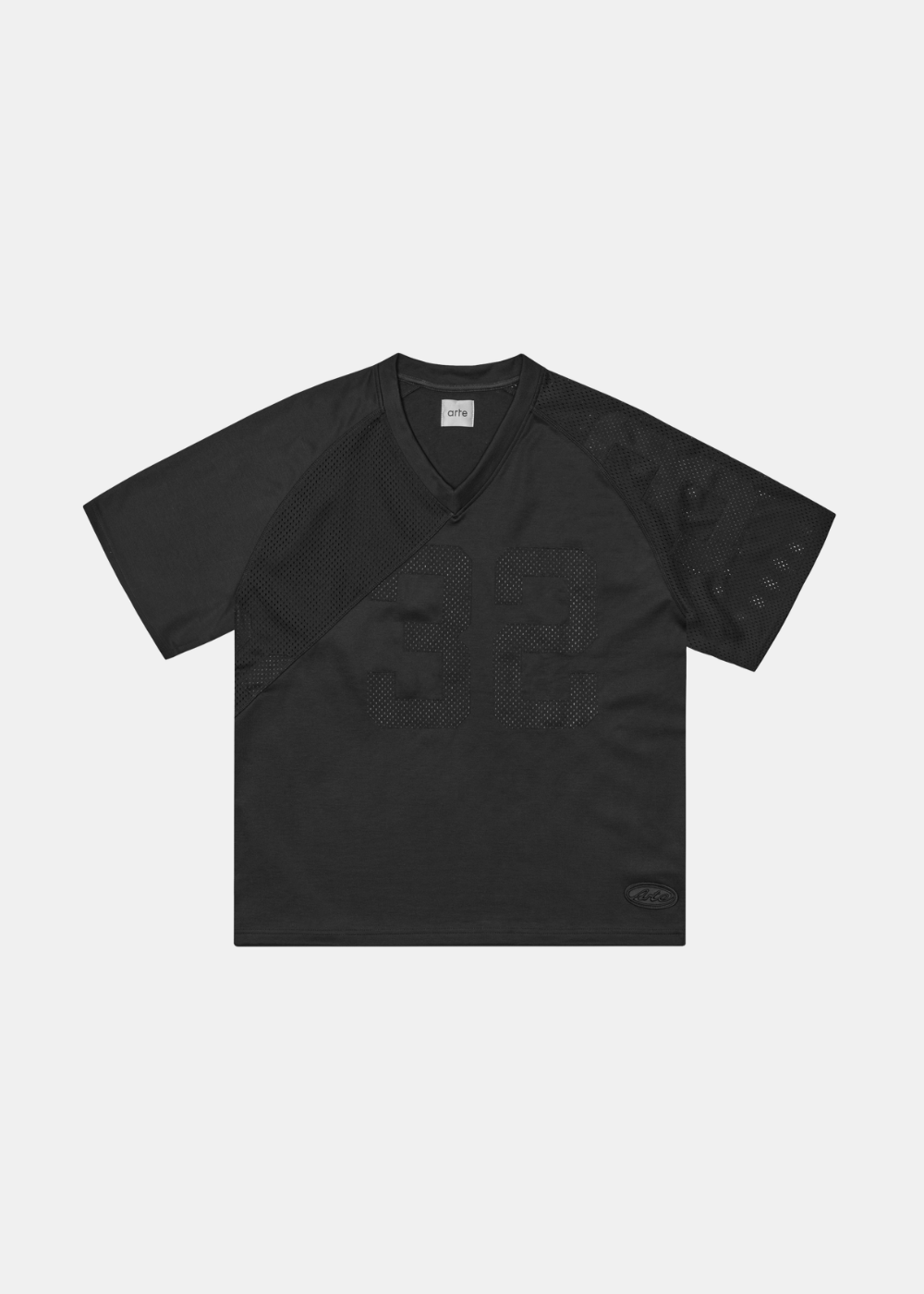 Maillot de football américain Arte Antwerp noir avec numéro 32 et logo ton sur ton