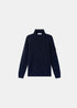packshot de face du Pull stone island col montant zippé patte boutonnée - marine