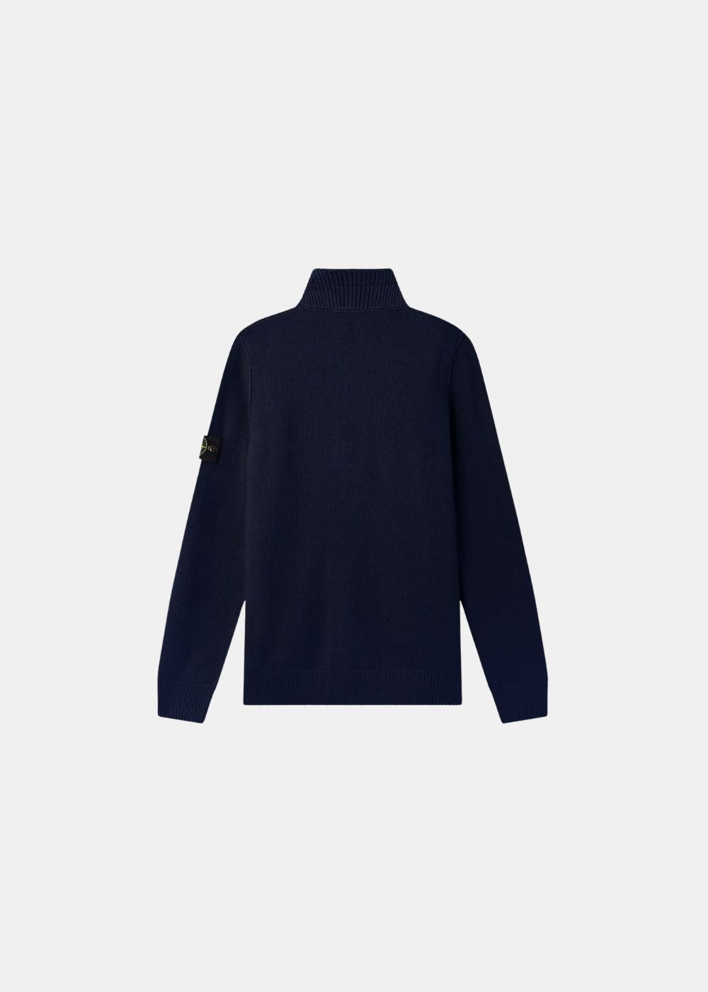 packshot vue arriere du Pull stone island col montant zippé patte boutonnée - marine