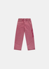Packshot de face du pantalon de survêtement rouge délavé Arte Antwerp avec logo pochoir sur la jambe.