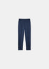 Packshot de face du pantalon de survêtement Lacoste bleu marine en maille jacquard à monogramme.