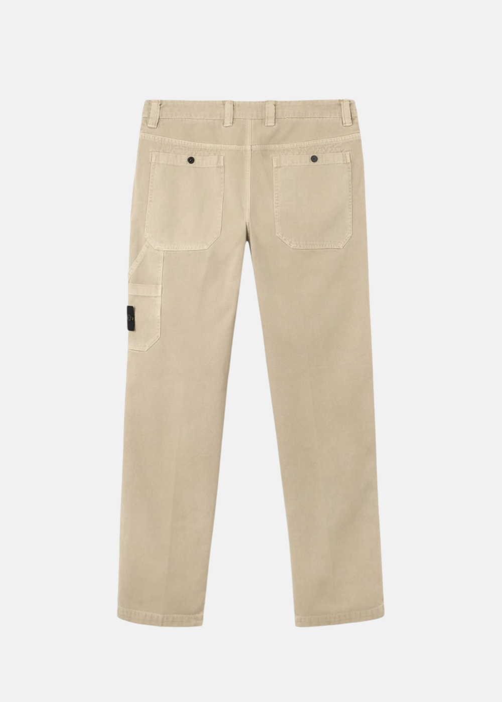 Pantalon Homme Stone Island beige en toile de coton Panama vue de dos montrant les poches et la coupe.
