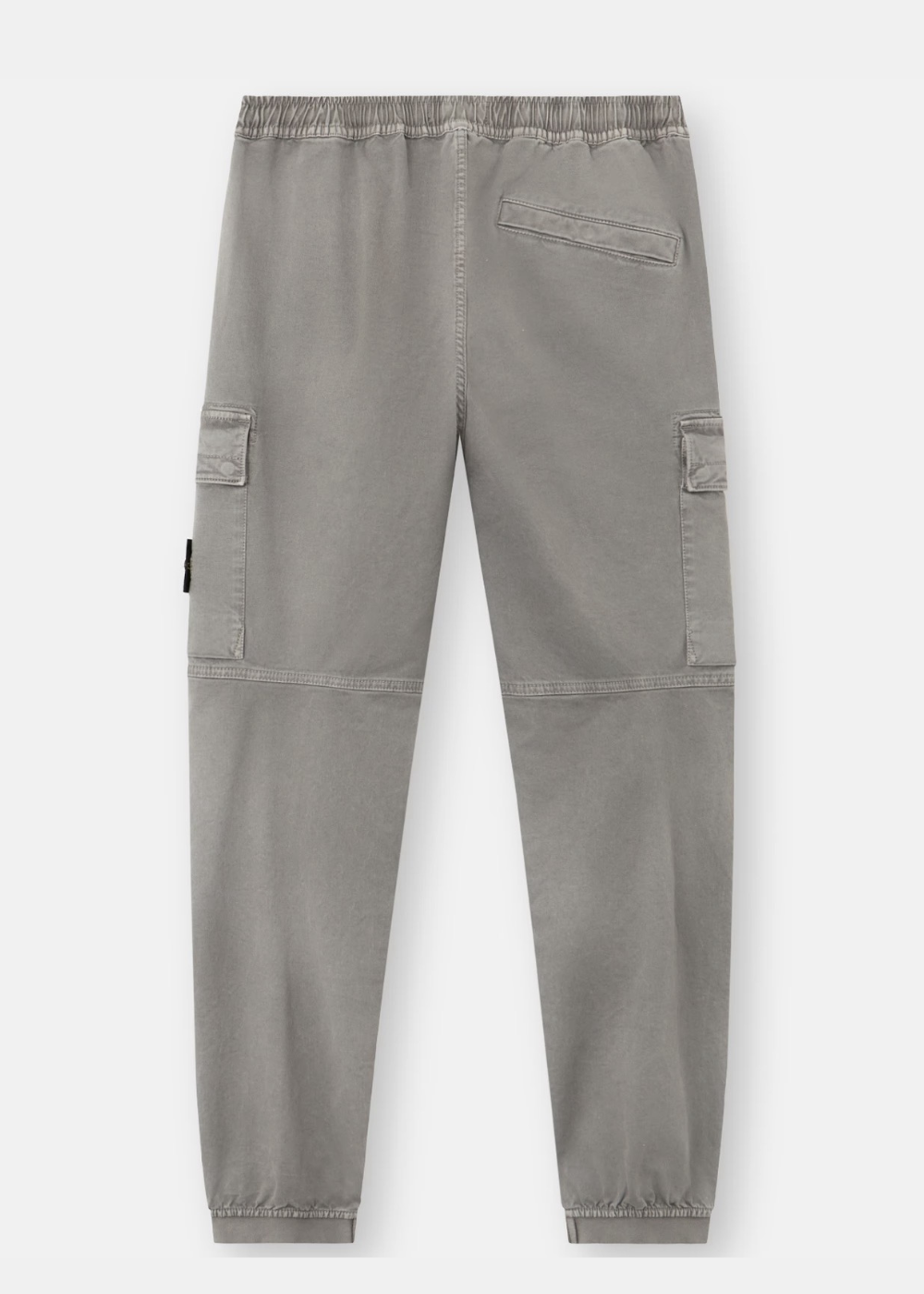 Packshot vu de dos du pantalon cargo en broken twill OLD gris Stone Island