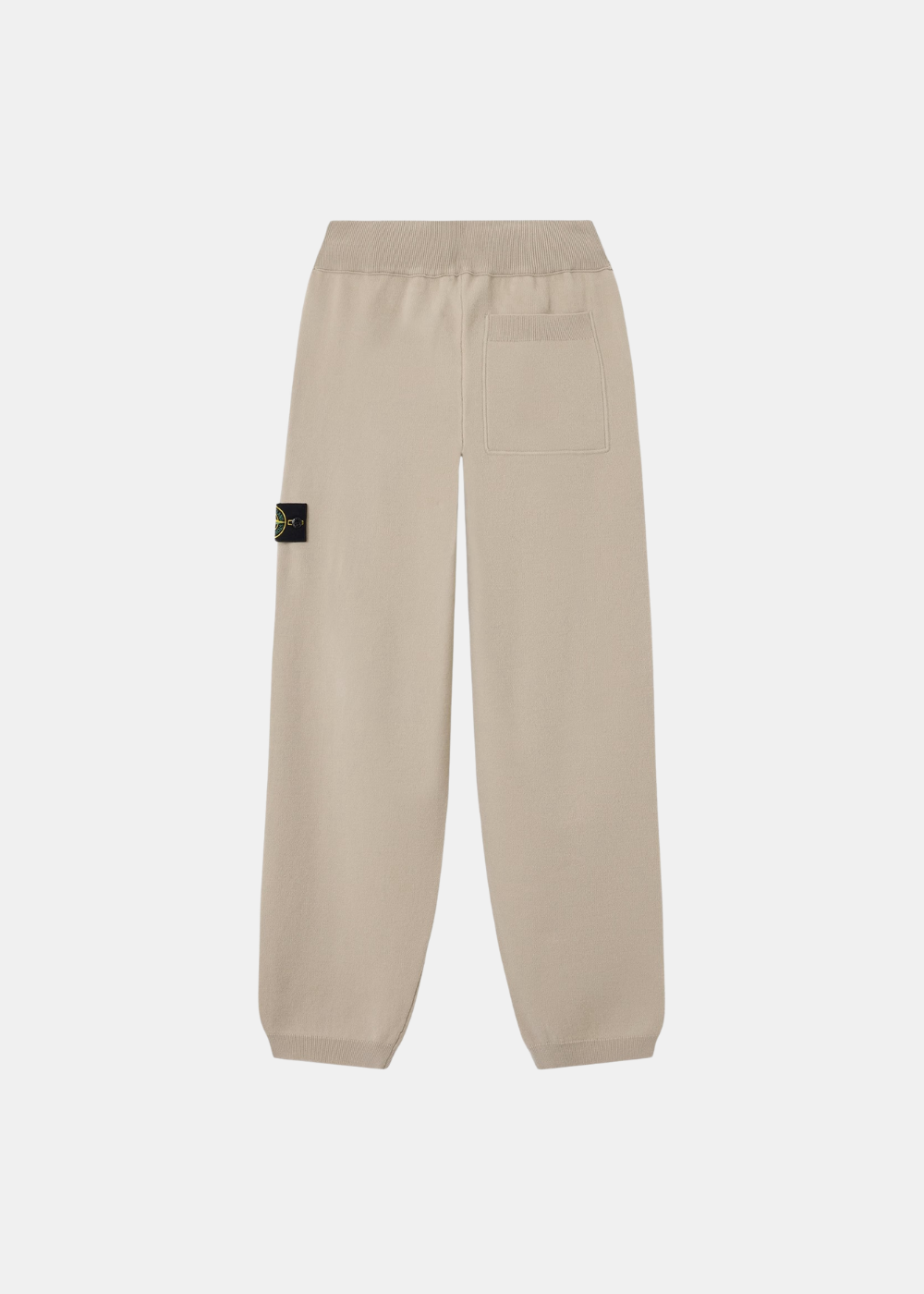 Pantalon de survêtement en maille Stone Island Stretch RWS sable vue de dos avec poche arrière plaquée