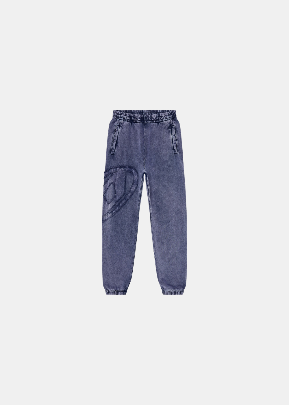 Pantalon de survêtement Homme délavé bleu avec logo 'D' en relief vue de face