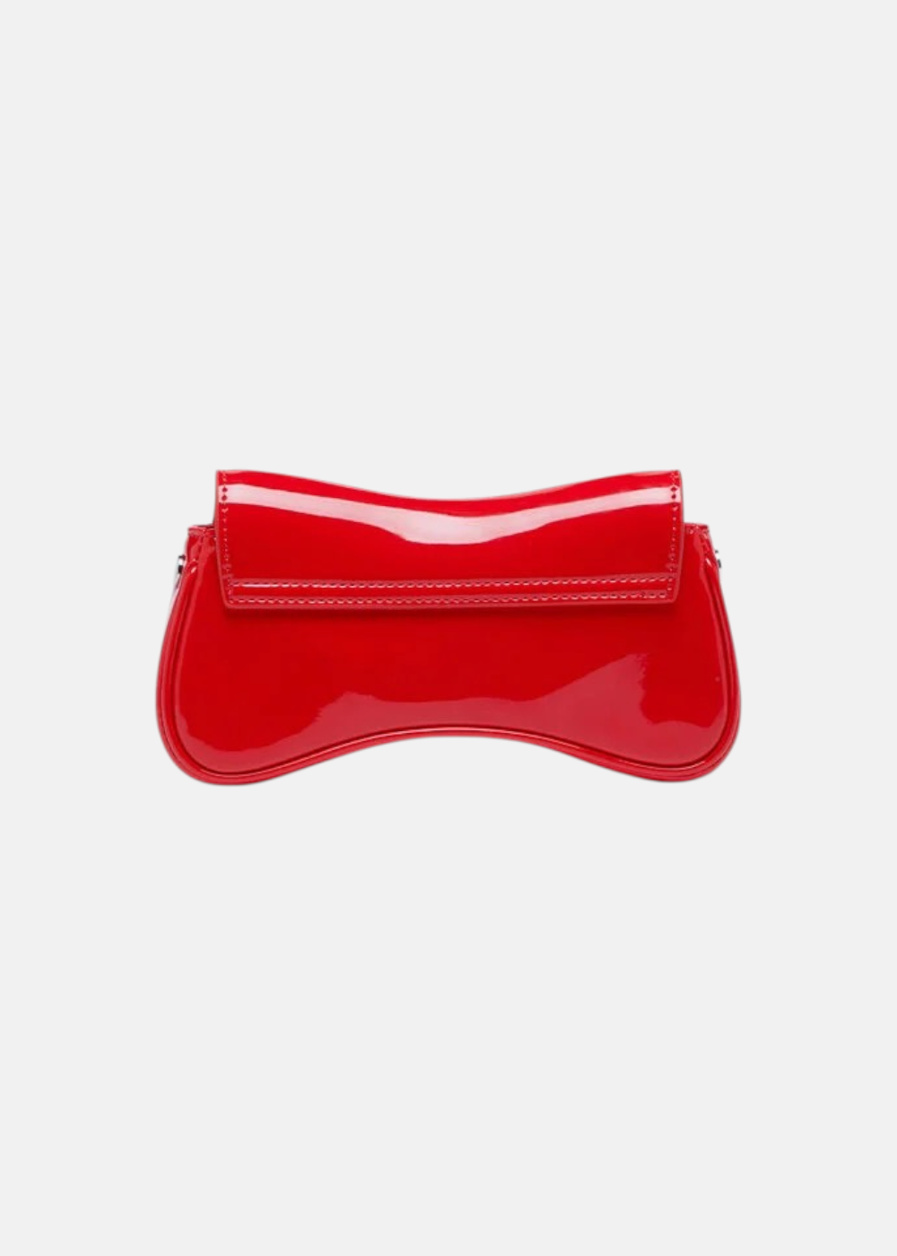 Vue arrière du sac Diesel Play Crossbody Xs rouge, montrant la finition brillante et les attaches de la bandoulière.