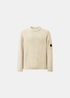 Pull col rond Homme C.P. Company côtelé Lens en coton mélangé beige vue de face