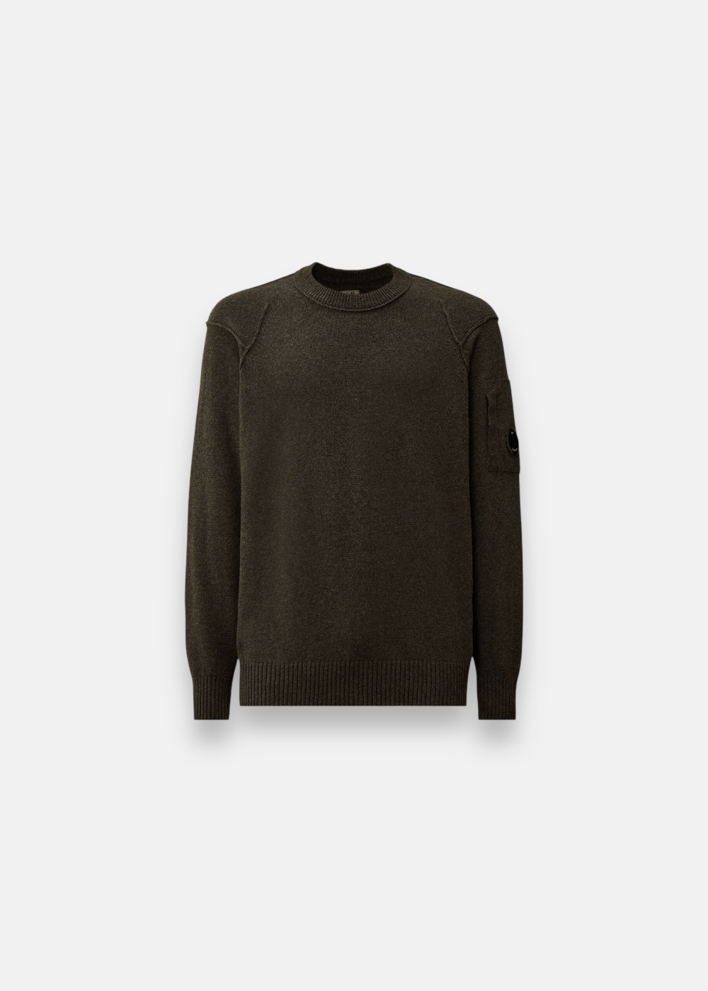 Pull C.P. Company Lambswool GRS col rond, couleur gris anthracite, vue de produit à plat.