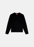 Packshot du pull en maille laine noir Diesel à col ras du cou avec découpe Oval D ajourée