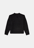 Packshot du pull en maille laine et alpaga noir Diesel avec col rond et logo Oval D brodé sur le col
