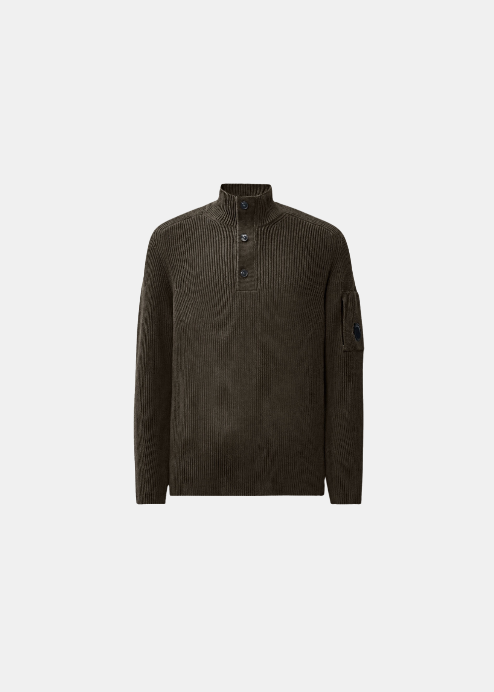 Pull polo Homme C.P. Company Full Rib Cotton Lens gris à maille anglaise vue de face