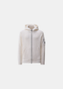 Pull zippé à capuche Homme C.P. Company en maille de laine perlée blanc écru vue de face