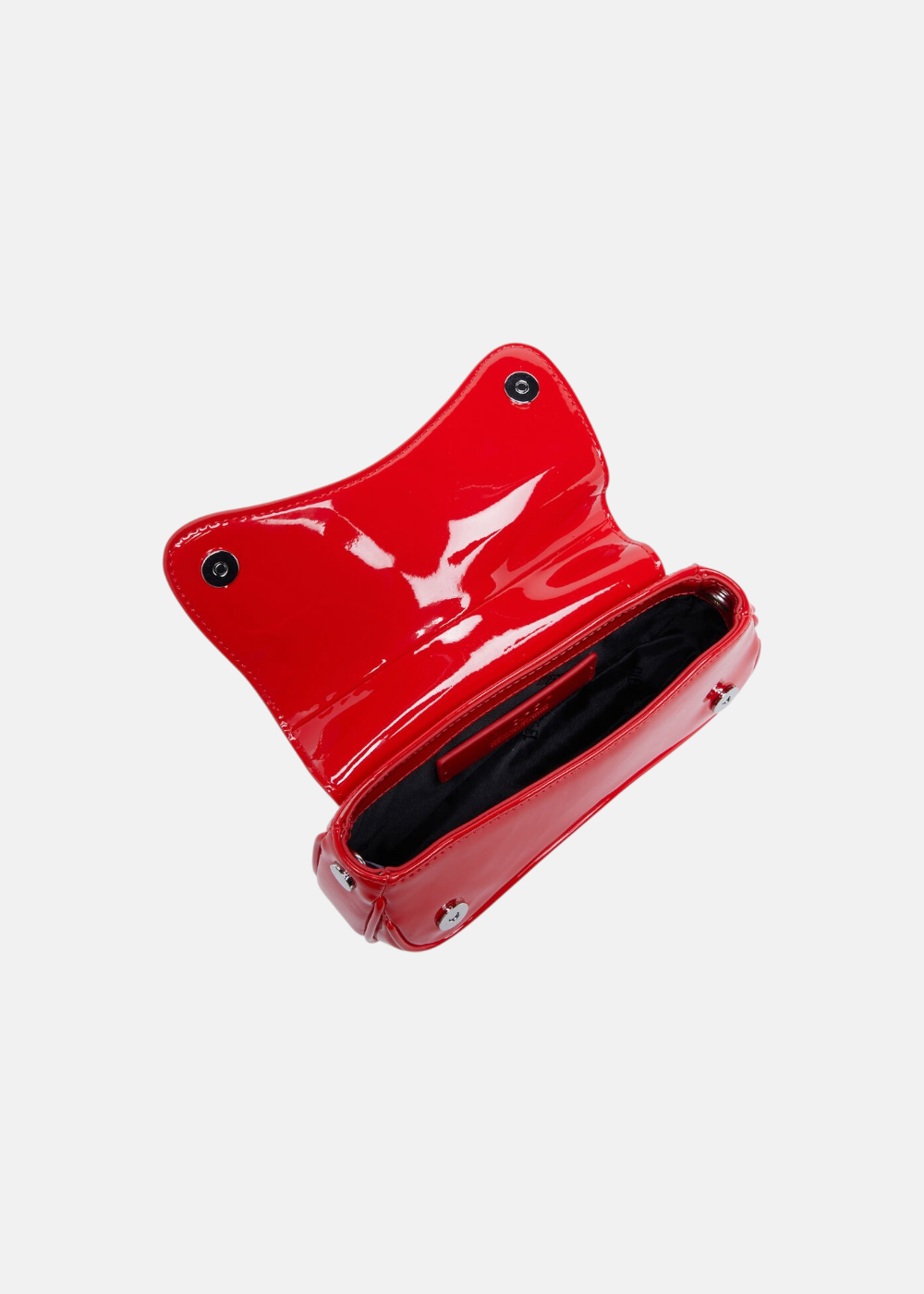 ue de l'intérieur du petit sac Diesel Play Crossbody Xs, montrant le compartiment de rangement et la doublure.