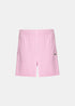 vue de face sur fond blanc du  short Lacoste rose en coton bouclée