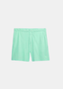 Short de bain Gertrude Jean en nylon stretch menthe avec écusson logo discret sur la cuisse