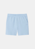 packshot de face du short en jersey bleu clair Lacoste avec cordon de serrage et poches latérale