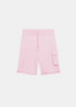 vue de face sur fond blanc du short cargo gertrude coloris rose