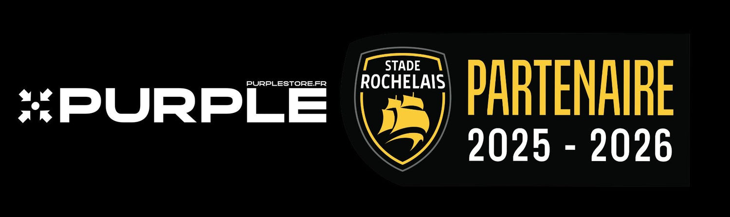 Logo du stade rochelais et son partenaire purple store