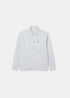 Packshot de face de la surchemise Lacoste gris clair en flanelle épaisse avec poche poitrine.
