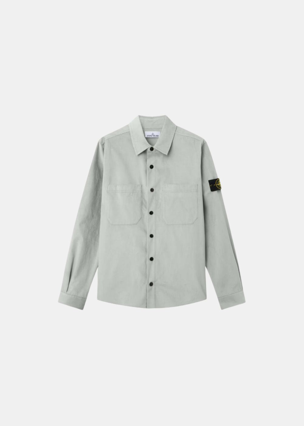 Surchemise homme Stone Island micro-corduroy 100% coton gris coupe regular deux poches poitrine ah26 vue de face