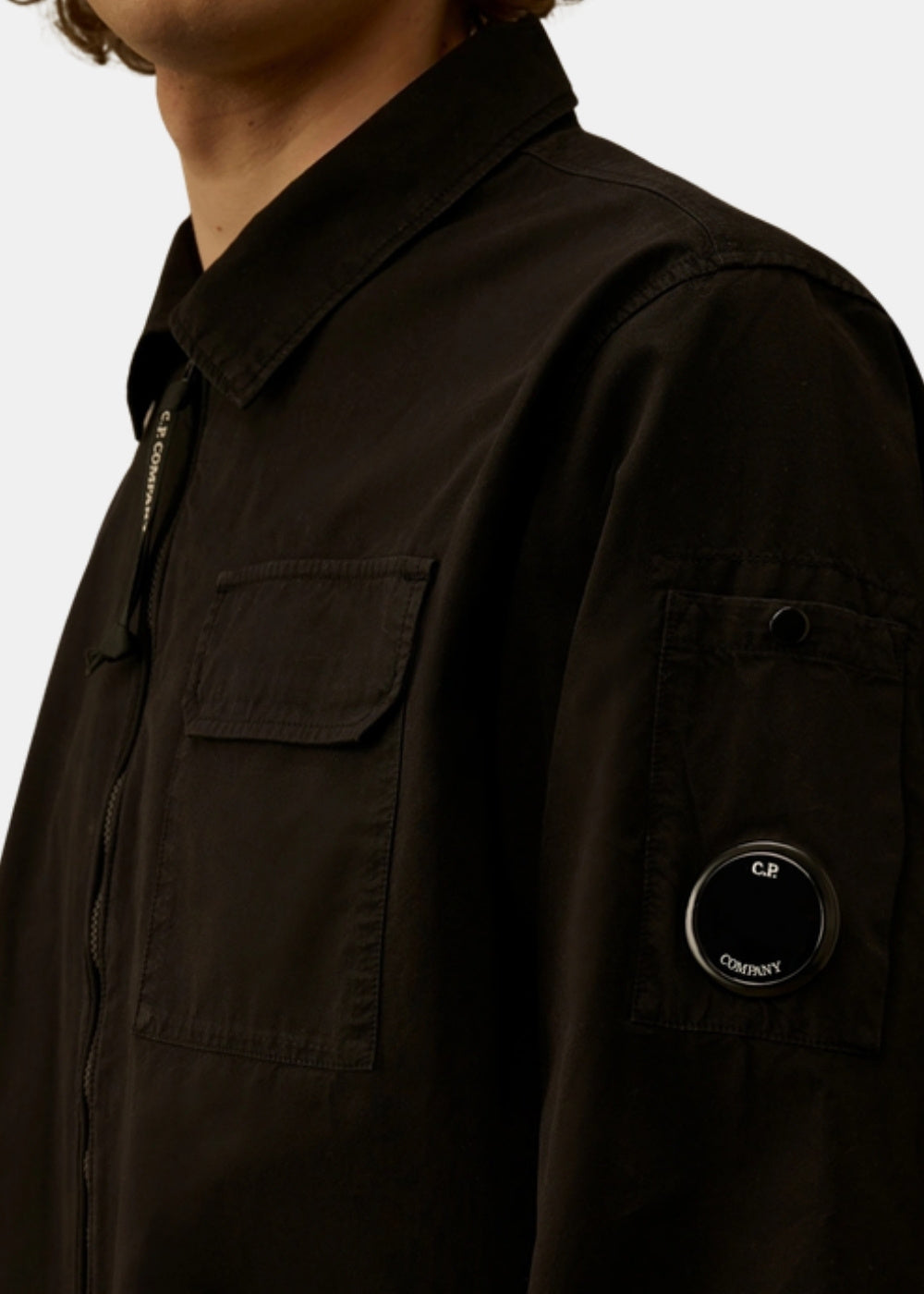 Surchemise zippée en  gabardine - noir
