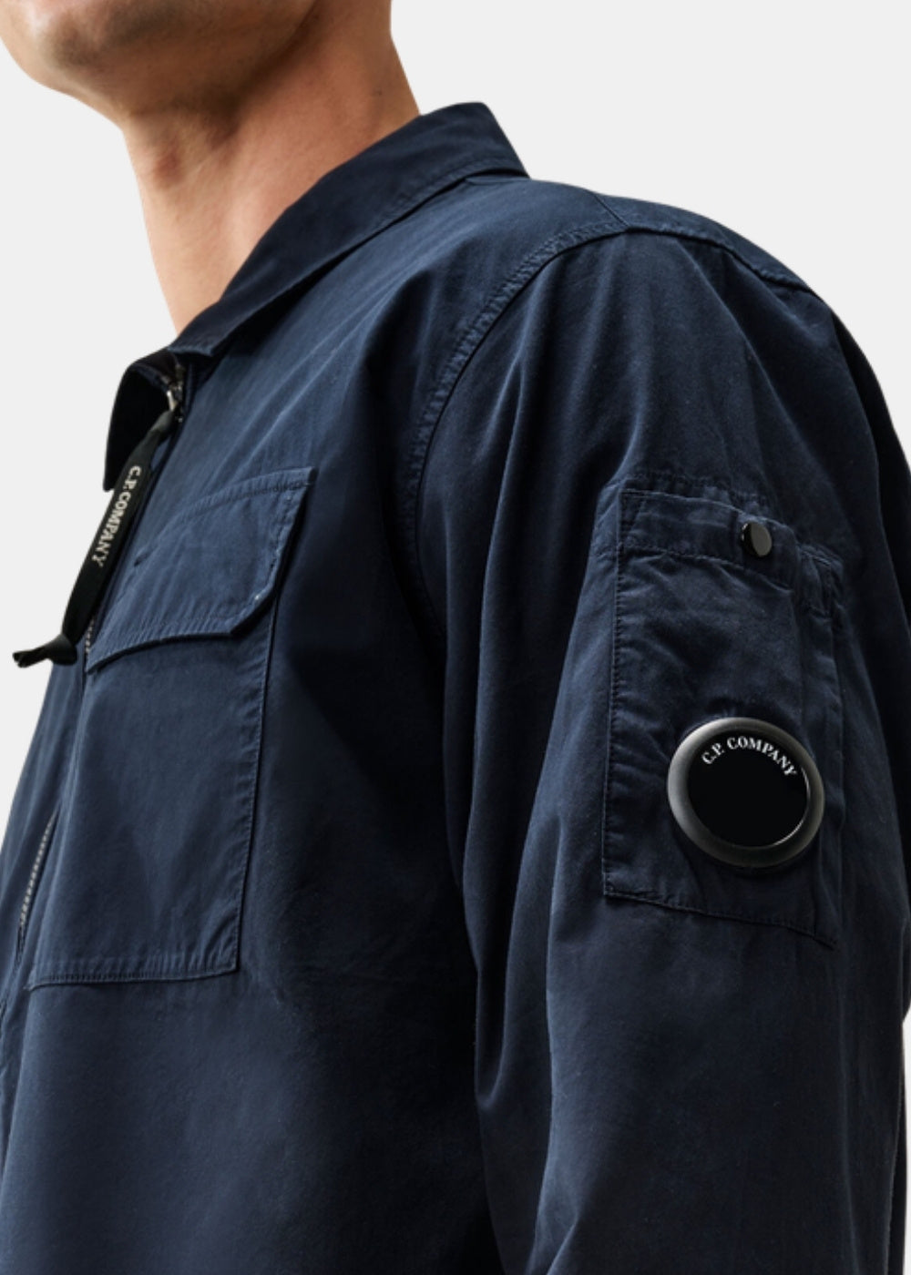 Surchemise zippée en gabardine - marine